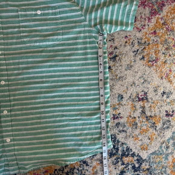 Scandia Woods Men’s Green/White Striped 100% Cotton Button Down Short Sleeve 2XL - Picture 10 of 11